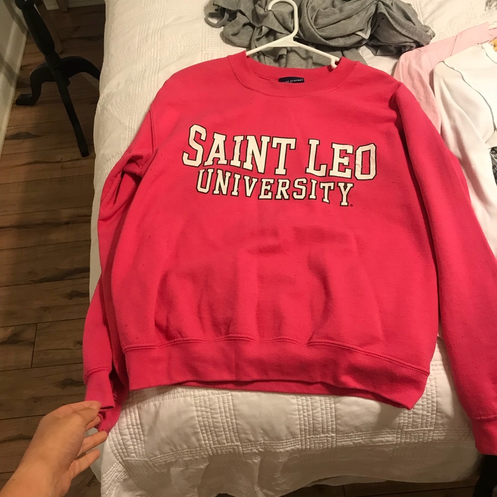 Hot pink Saint Leo University sweatshirt